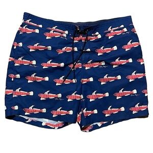 NAUTICA men’s Fish Swim Shorts navy blue red  swimwear trunks big & tall
